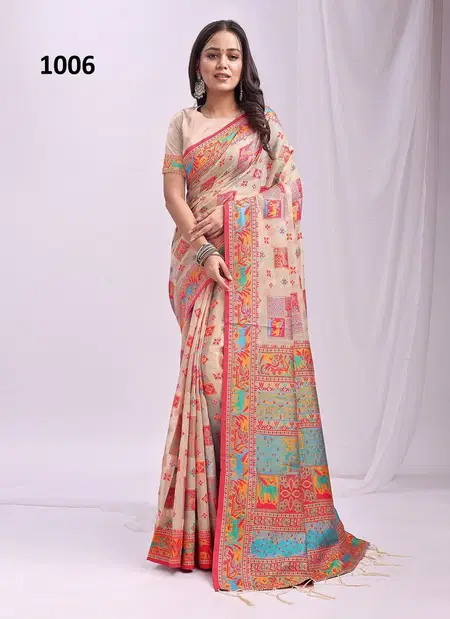 Vastraloom By Ast Festive Wear Linen Cotton Sarees Wholesale In India